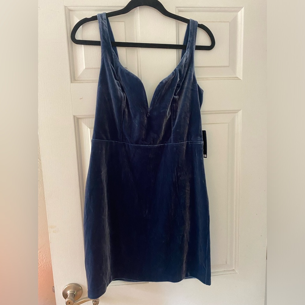 Light Blue Express Velvet Mini Dress